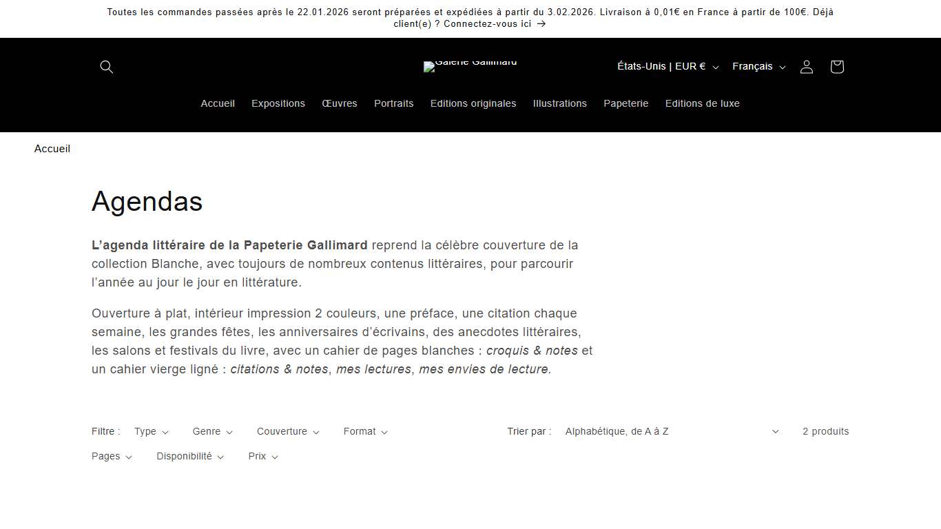 Agendas – Galerie Gallimard